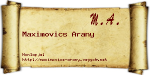 Maximovics Arany névjegykártya